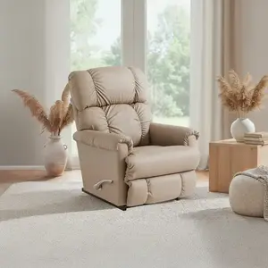 La-Z-Boy Pinnacle Madras Mushroom Leather Rocker Recliner — Yatsan & Tempur Kıbrıs